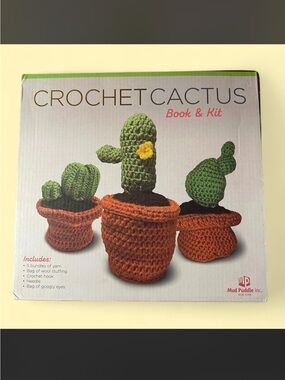 Mud Puddle Crochet Cactus Kit - Green Crochet Succulents with Terracotta Pots